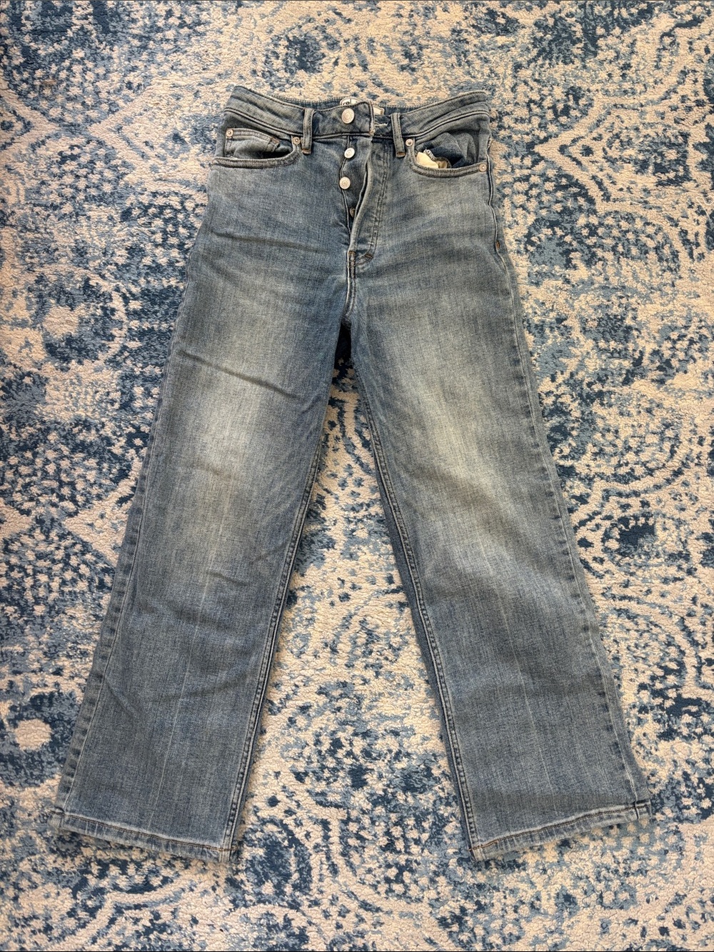 Free People Women's Light Blue Straight-Leg Jeans